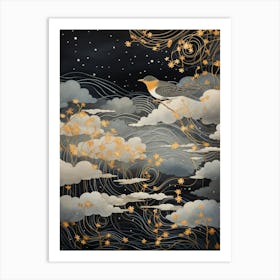 Robin 2 Gold Detail Painting Art Print