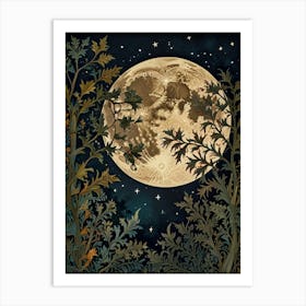 Moon In The Woods Style William Morris Art Print Art Print