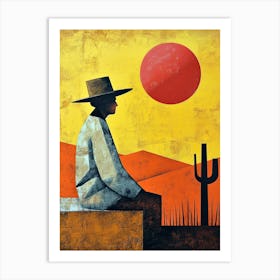 Old Mexican Man Sitting At Sunset, Mexico Art Print