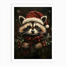 Christmas Raccoon Art Print