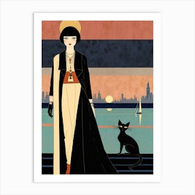 Cat And Lady Art Print