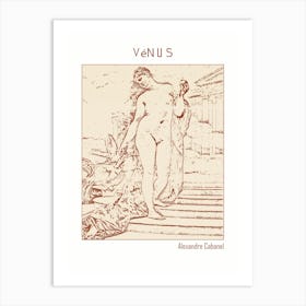 Line Art Minimalist – Vénus – Alexandre Cabanel 1875 – Classic Painting 1 Art Print