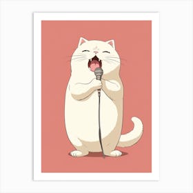 Kawaii Cat Drawings Singing 4 Art Print