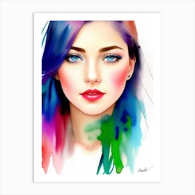 Girl With Colorful Hair 1 Art Print