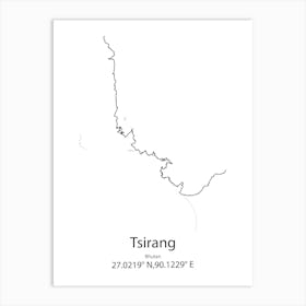 Tsirang,Bhutan Minimalist Map Art Print