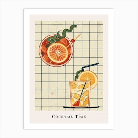 Cocktail Time Tile Watercolour Poster 5 Art Print