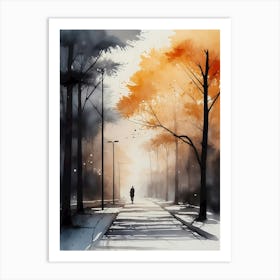 Watercolor Of A Street 11 Art Print