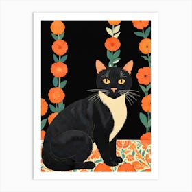 Cat With Flowers 6 Art Print