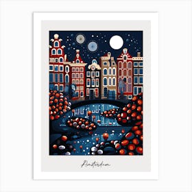 Poster Of Amsterdam, Illustration In The Style Of Pop Art 4 Art Print