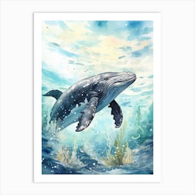 Storybook Illustration Of Whale Art Print