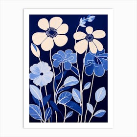 Blue Flower Illustration Oxeye Daisy 3 Art Print