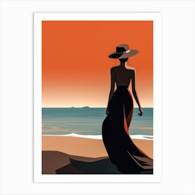 Illustration of an African American woman at the beach 120 Art Print