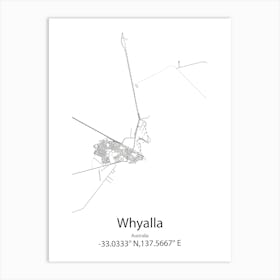 Whyalla,Australia Minimalist Map Art Print