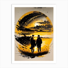 Two People Holding Hands'' Art Print