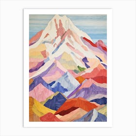 Mount Foraker United States 2 Colourful Mountain Illustration Art Print