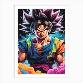 Goku Dragon Ball Z Neon Iridescent (23) Art Print