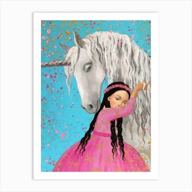 Unicorn And Princess 1 Art Print