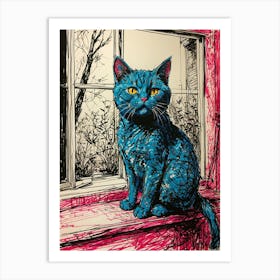 Blue Cat 2 Art Print