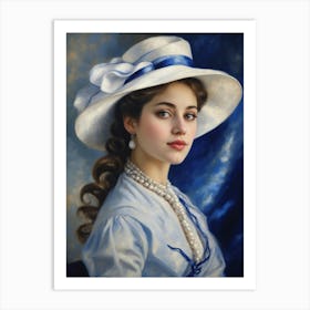 Lady In A White Hat Art Print
