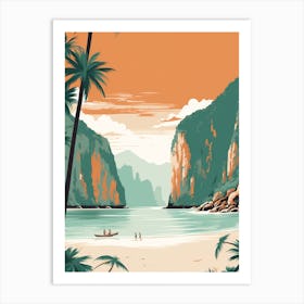 Vintage Retro Print Of Maya Bay, Koh Phi Phi Thailand 2 Art Print