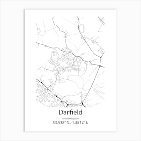 Darfield,United Kingdom Minimalist Map Art Print