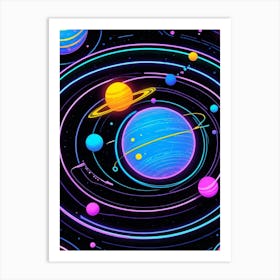 Default Neon Black Light Sgraffito Solar System 3d Illustratio 2 (8) Art Print