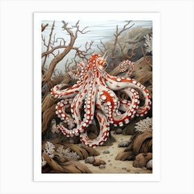 Mimic Octopus Illustration 12 Art Print