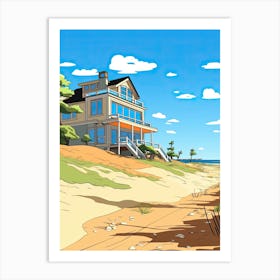 The Hamptons New York, Usa, Flat Illustration 4 Art Print