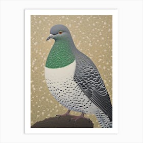 Ohara Koson Inspired Bird Painting Pigeon 2 Art Print