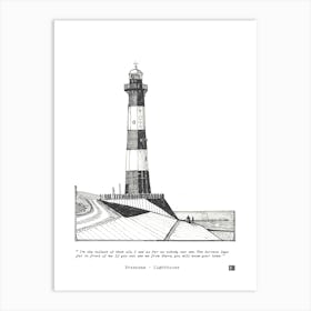 Breskens Lighthouse Netherlands Art Print - Pen & Ink Illustration - Dutch Travel Art Gift, Hand-Drawn Lighthouse Art Art Print