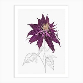 Dahlia Imperialis Floral Minimal Line Drawing 3 Flower Art Print