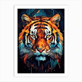 Tiger Art In Cubistic Style 1 Art Print