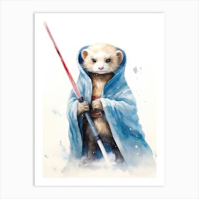 Baby Ferret As A Jedi Watercolour 1 Art Print