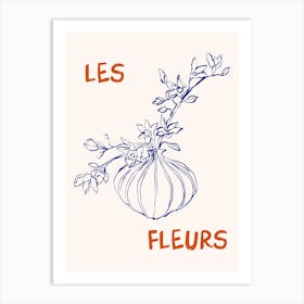 Les Fleurs Flower Vase Hand Drawn Art Print