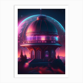 Observatory Neon Nights Space Art Print