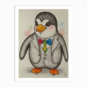 Penguin In A Suit 2 Art Print