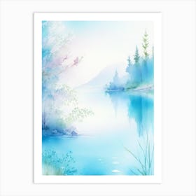 Crystal Clear Blue Lake Landscapes Waterscape Gouache 3 Art Print