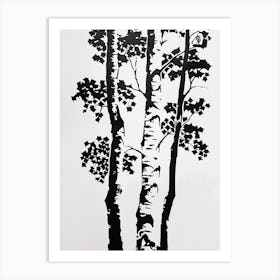 Birch Tree Simple Geometric Nature Stencil 1 Art Print