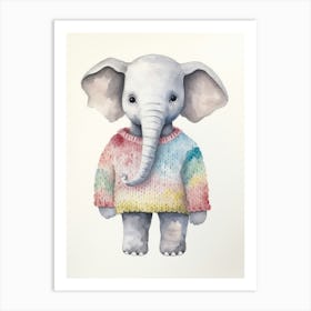Baby Animal Watercolour Elephant 3 Art Print