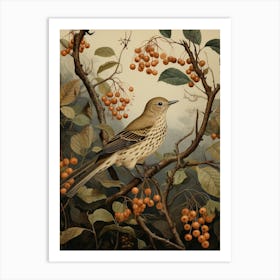 Dark And Moody Botanical Hermit Thrush 1 Art Print