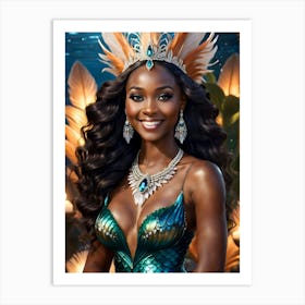 African American Mermaid Goddess Art Print