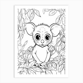Line Art Jungle Animal Tarsier 1 Art Print