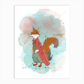 Squirrel With A Red Jacket Art Print