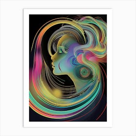 Trippy Artwork, Side View of a woman, artwork print, "Meditation" Art Print