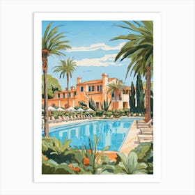 The Resort At Pelican Hill   Newport Beach, California   Resort Storybook Illustration 1 Art Print