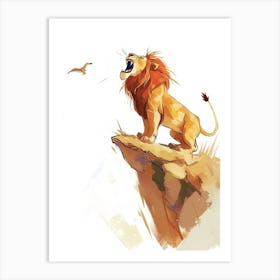 African Lion Roaring On A Cliff Clipart 1 Art Print