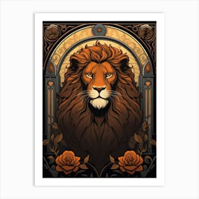 Lion Art Painting  Art Nouveau 4 Art Print