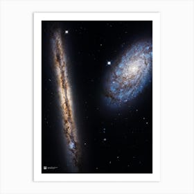 Galaxies NGC 4302 and NGC 4298 (2017) (NASA Hubble Space Telescope) — space poster, science poster, space photo Art Print