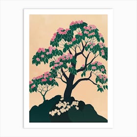 Paulownia Tree Colourful Illustration 1 Art Print