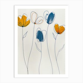 Flowers In Blue And Yellow Art Print